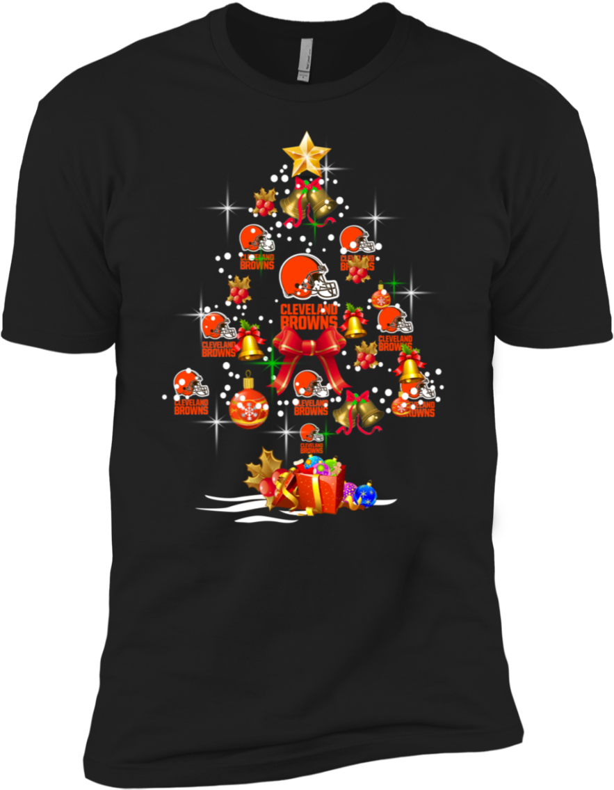 Cleveland Browns Christmas Tree Premium T-shirt (1155x1155), Png Download