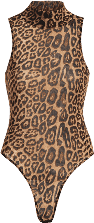 Leopard Print High Cut Bodysuit - Pattern (558x744), Png Download