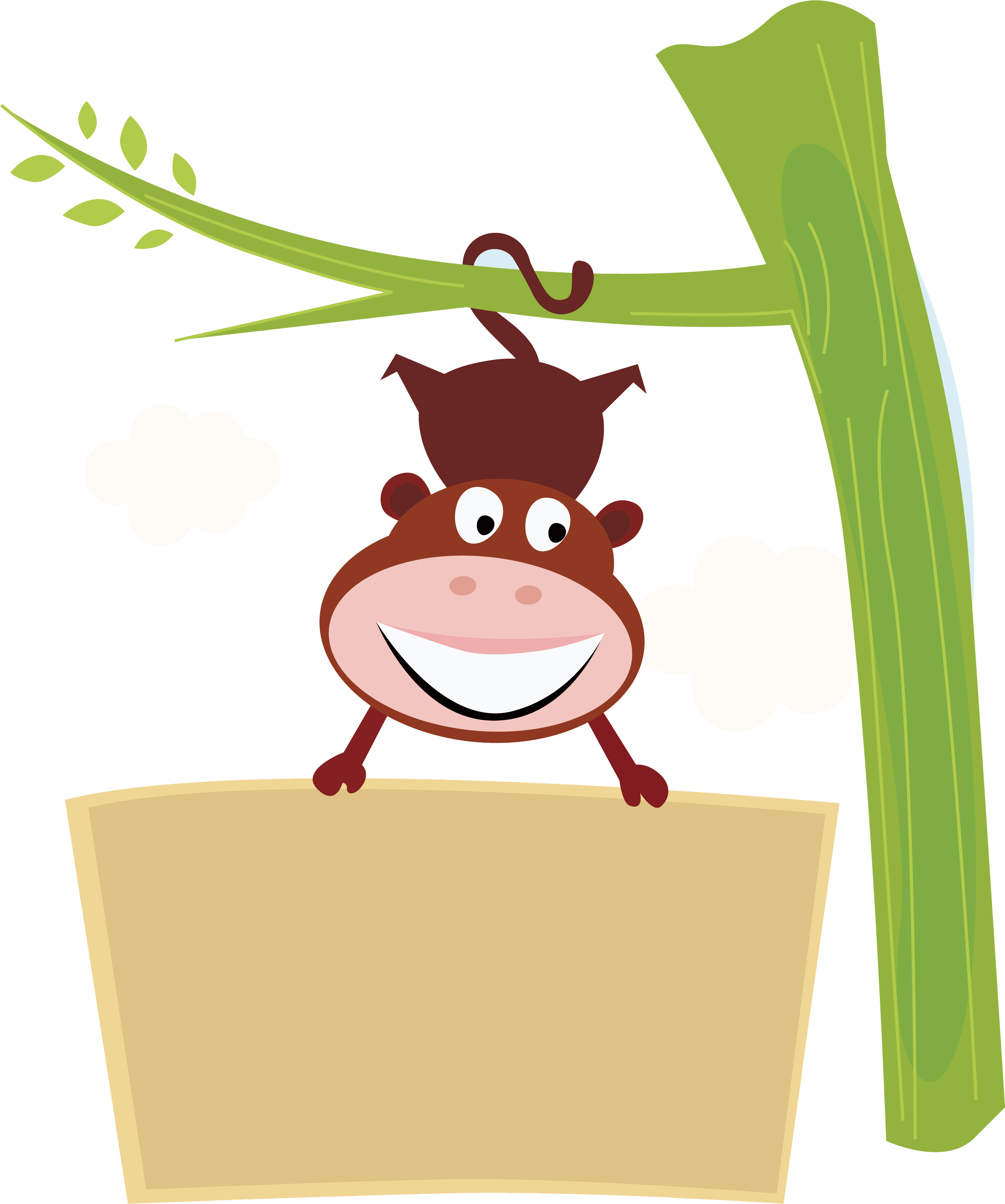 Year Of The Monkey Clipart Upside Down Monkey - 猴子 樹 卡通 (2896x3485), Png Download