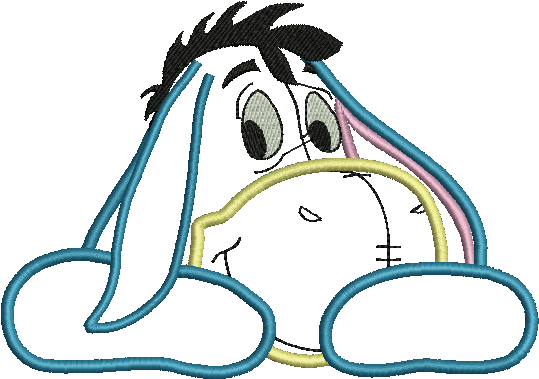 Eeyore Winnie The Pooh Character Applique Embroidery (1222x554), Png Download