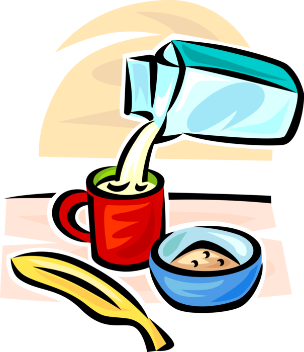 Vector Illustration Of Dairy Milk Carton, Mug Cup, (605x700), Png Download