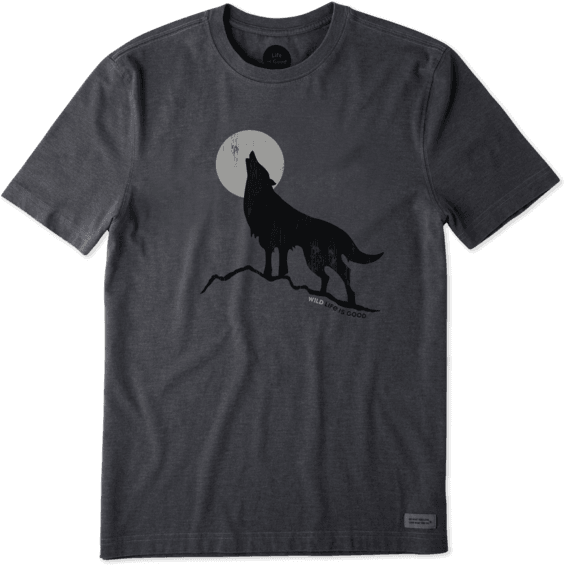 Men's Howling Wolf Crusher Tee - Life Is Good Shirt (570x570), Png Download