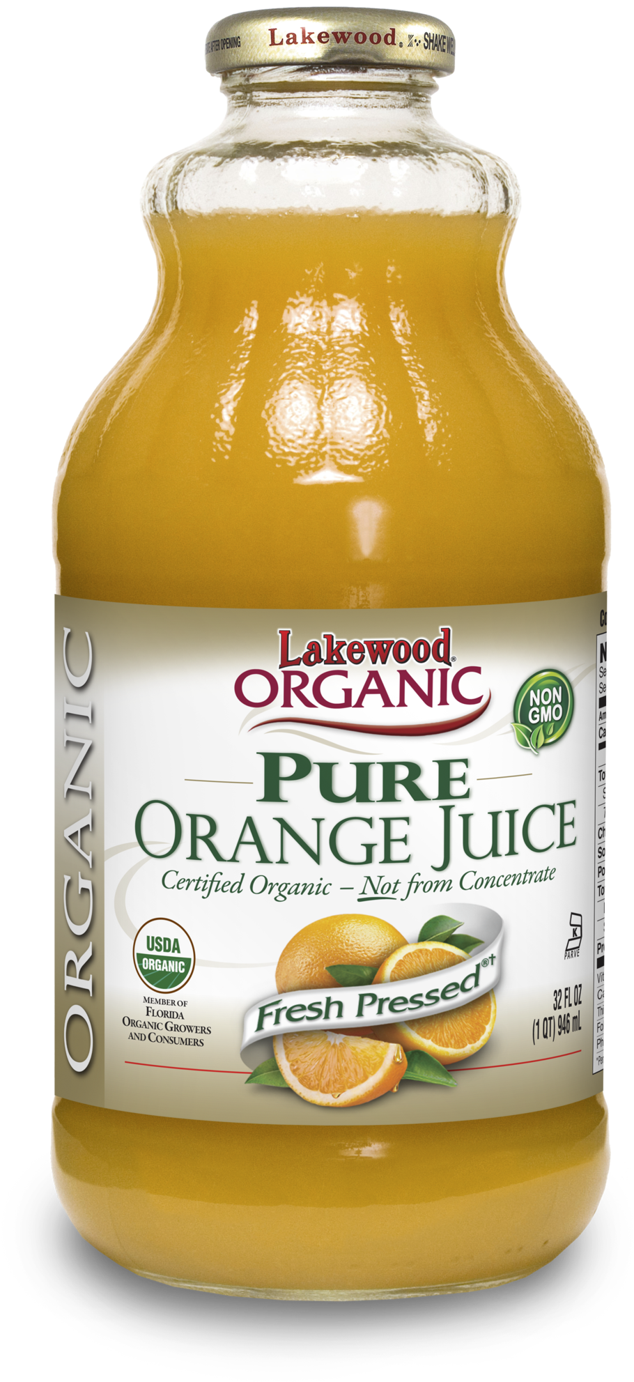 Lakewood Organic Pure Orange Juice, 32 Ounce - Organic Not From Concentrate Cranberry Juice (1049x2048), Png Download