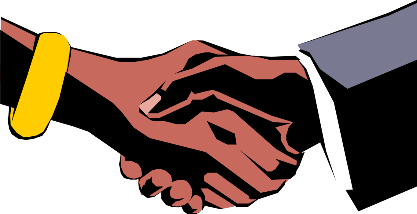 Vector Illustration Of Male And Female African American - African American Handshake Png (1364x700), Png Download