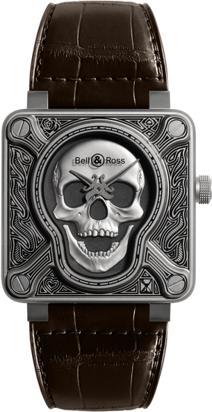 Bell And Ross Aviation Black Br0192 Skull-burn Limited - Burning Skull Bell And Ross (600x600), Png Download