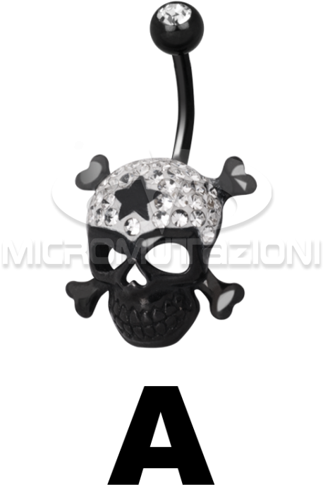 Gloss Finish Cross Bones Black Steel Banabell Navel - Cartoon (750x750), Png Download