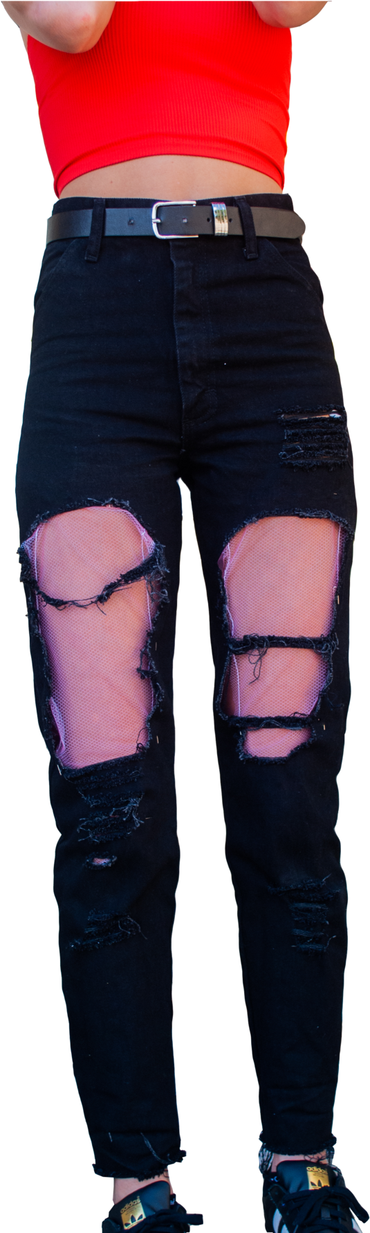 High-rise Black Fishnet Jeans (1000x1779), Png Download