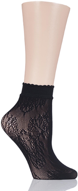 1 Pair Elle Fishnet Socks Scalloped Top Product Image - Sock (475x713), Png Download