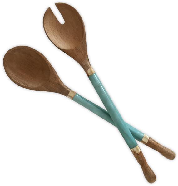Pearl & Palm Wood Salad Servers - Wooden Salad Server (600x600), Png Download