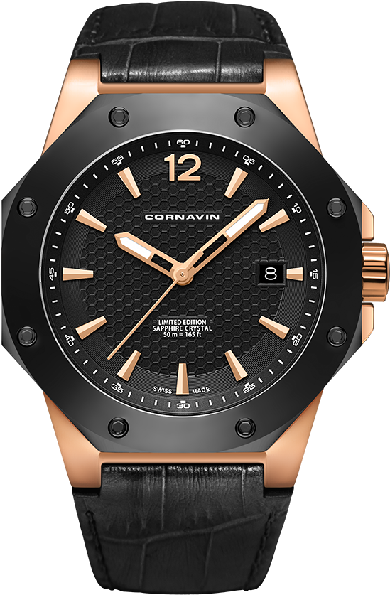 Octagonal Stainless Steel Case With Rose Gold Pvd-coating - Cornavin Downtown 3h (680x1000), Png Download
