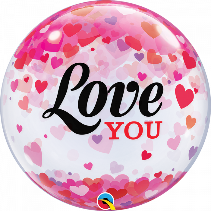 Love You Confetti Heart Foil Balloon - 54604 Qualatex (700x700), Png Download