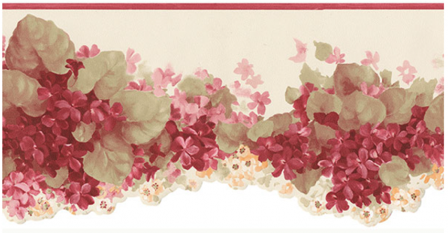 Red Hydrangea Floral Small Laser Cut Wallpaper Border - Tapeten Bordüre Rot (650x650), Png Download