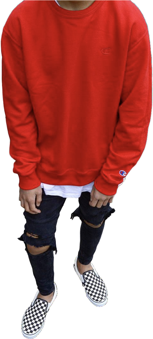 Champion Reverse Weave Red Crewneck Sweatshirt - Sweatshirt (556x1188), Png Download