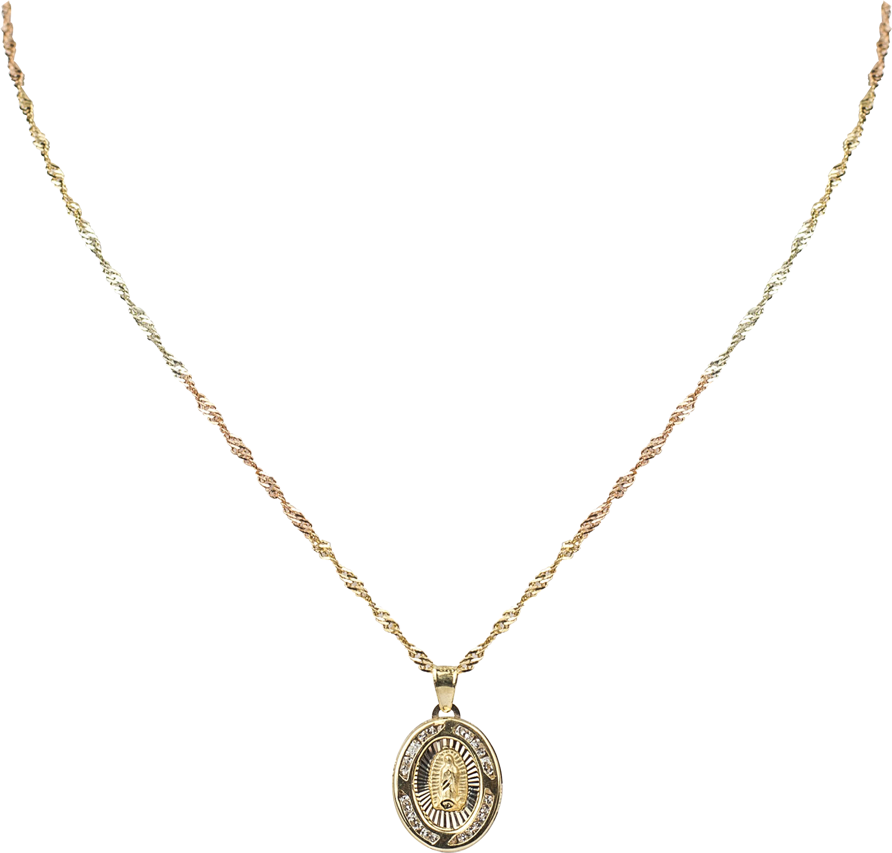 Medala Oval / Virgen De Guadalupe - Chain Necklace Gold Pakistan (2551x2551), Png Download