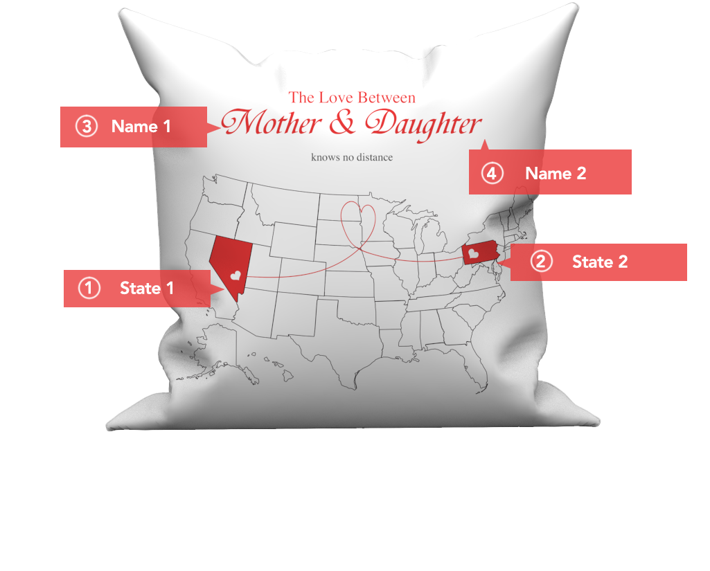 Custom The Love Pillow Case With United States Map- - Throw Pillow (1024x1024), Png Download