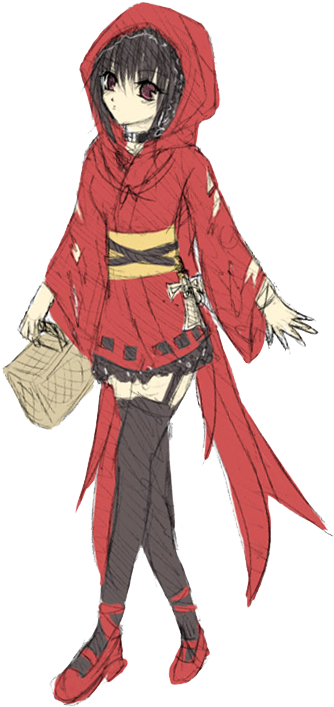 Red Hood Anime Girl - Cartoon (417x743), Png Download