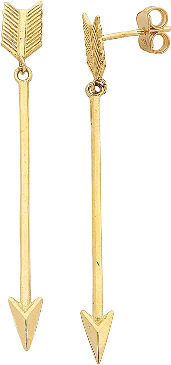 Yellow Gold Arrow Drop Earrings - Ruler (606x774), Png Download