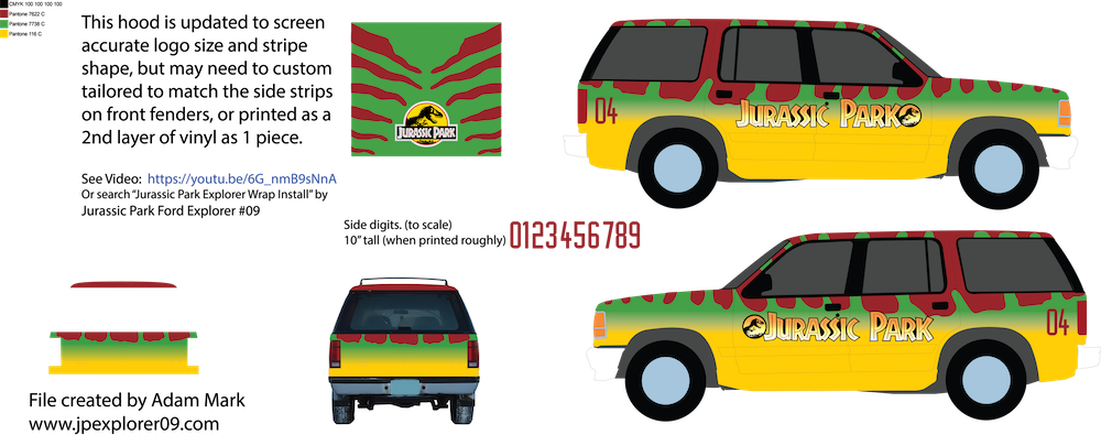 Vinyl Wrap - Pinewood Derby Jurassic Park Jeep (1000x395), Png Download