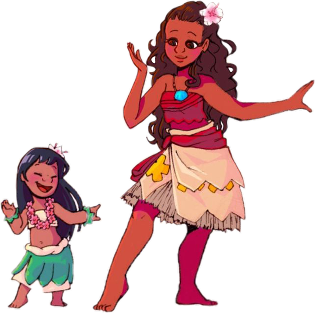 Aloha Sticker - Moana And Lilo (1024x1019), Png Download