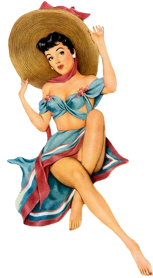 Retro Pin-up Girl In Beach Clothing - Pin Up Girl Mexican (633x1004), Png Download