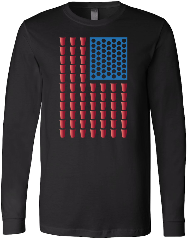 Usa Beer Pong Champ Long Sleeve T Shirt - Long-sleeved T-shirt (1000x1000), Png Download