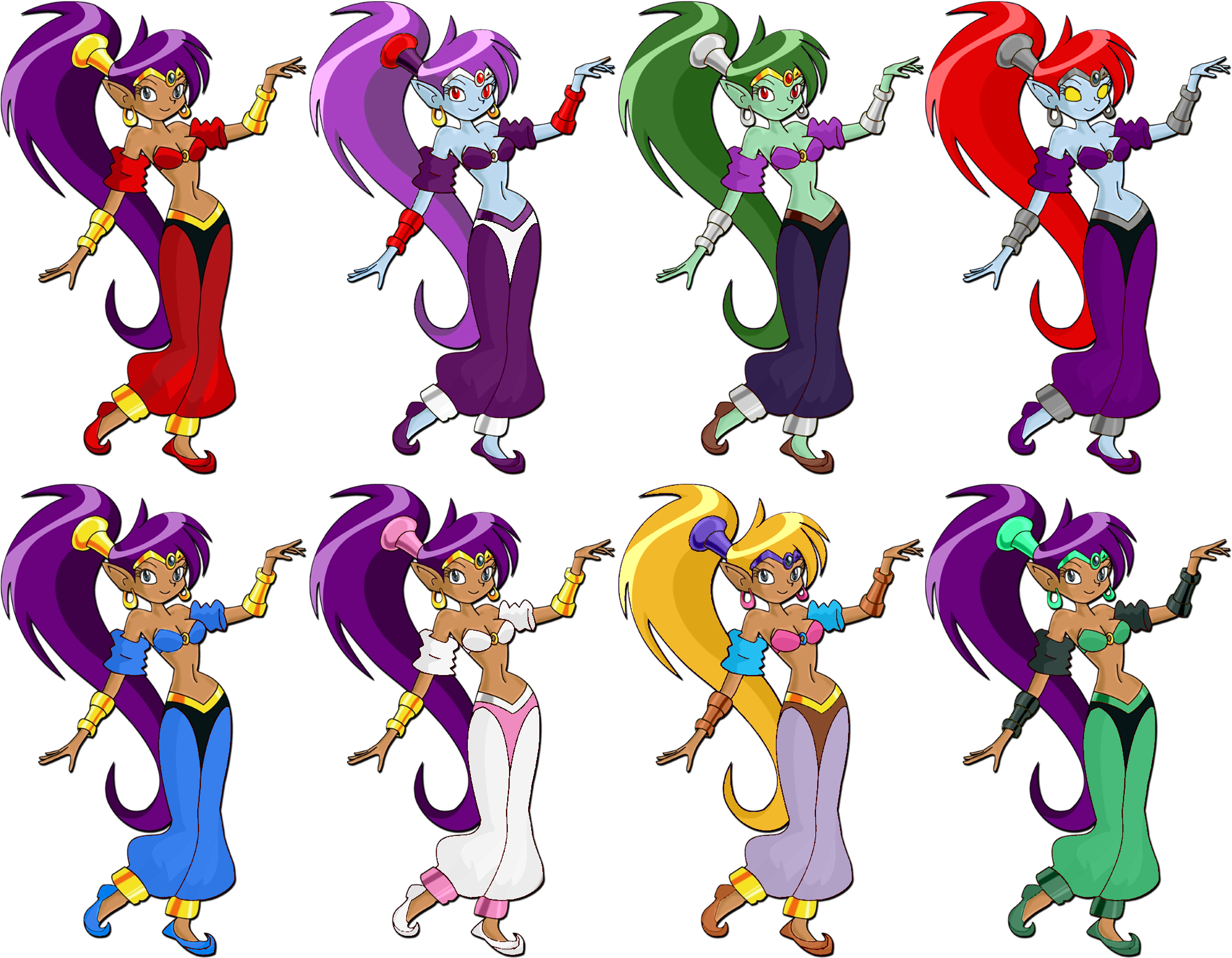Lizuka's Alternate Color Mock-ups - Shantae (2000x1566), Png Download