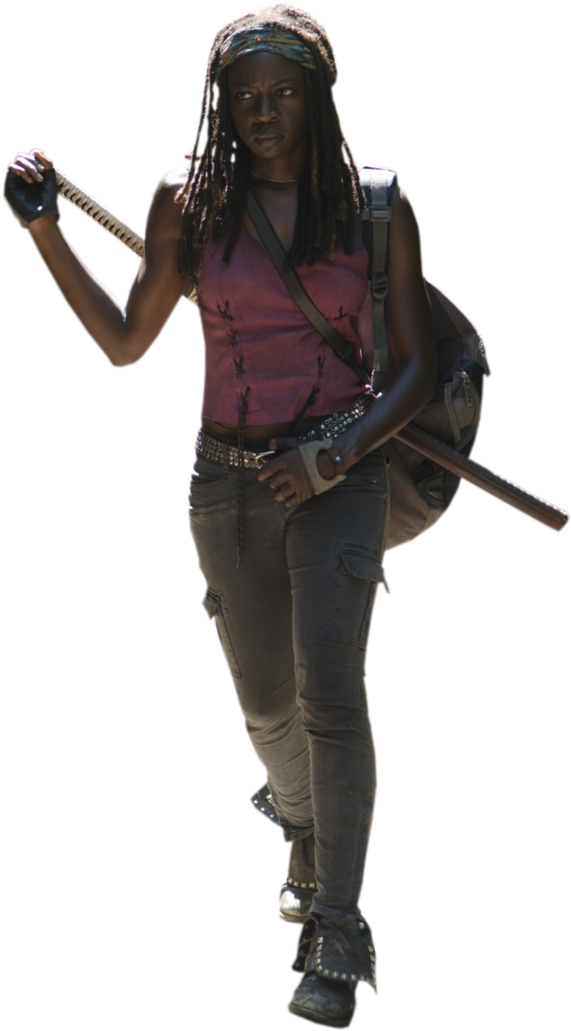Lara Croft Michonne - Rick Walking Dead Png (682x1172), Png Download