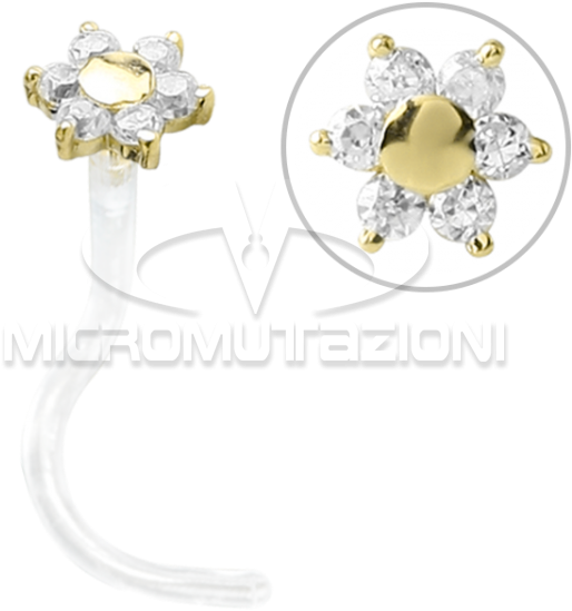 Bioplast® Nose Stud With 18k Gold And Swarovski Flower - Illustration (750x750), Png Download