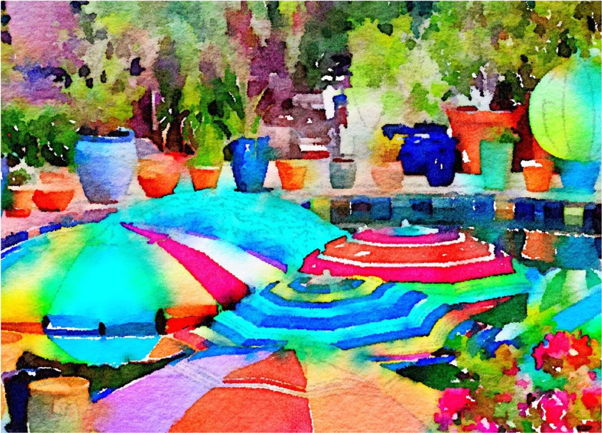 Beach Umbrella 102d Notecard - Painting (1440x1440), Png Download