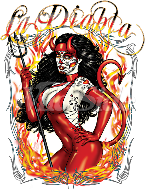 La Diabla - Devil Girl - Illustration (675x675), Png Download