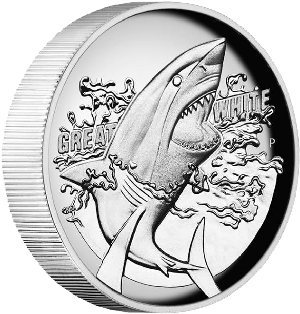 Australia 2015 Great White Shark Hr Proof Silver 1 - Australian Shark Week 1 Oz Silver Coin (611x611), Png Download