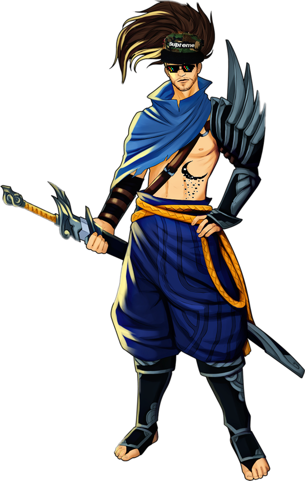 Yasuo Sticker - Cartoon (1024x1613), Png Download