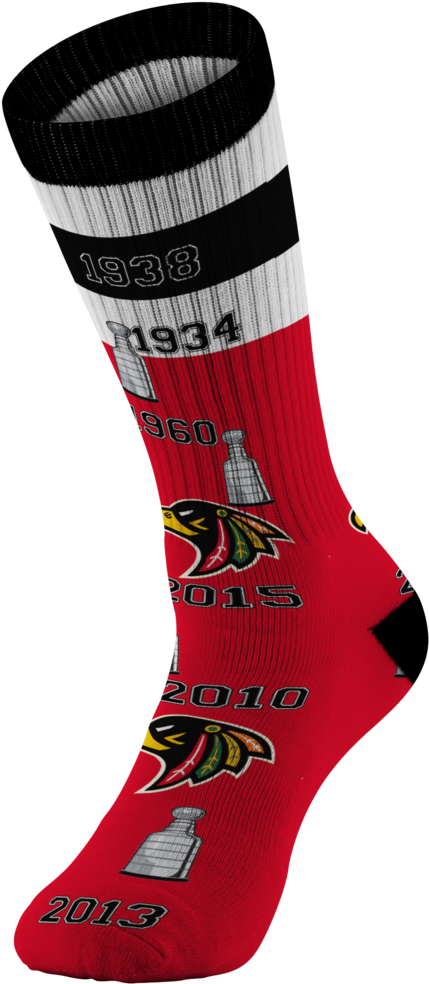 Chicago Black Hawks Stanley Cup Nhl Printed Socks - Sock (1024x1024), Png Download