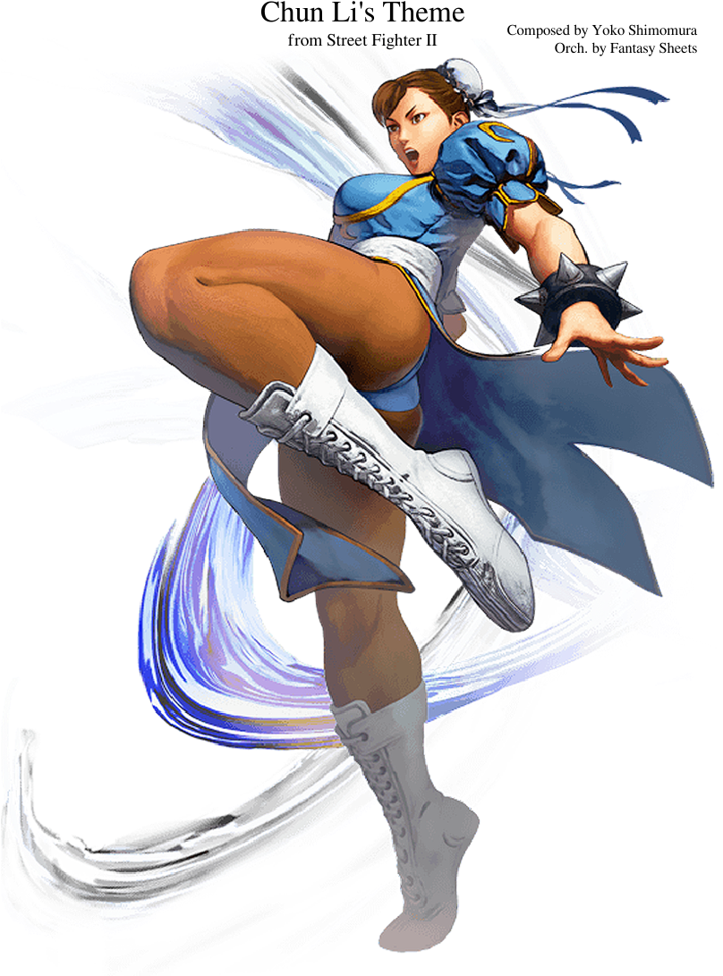 Chun Li's Theme Sheet Music Composed By Composed By - Chun Li Street Fighter (827x1169), Png Download