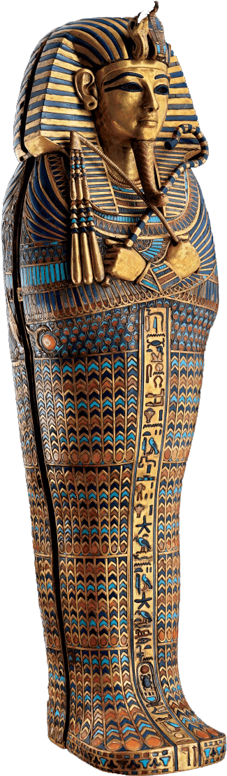 Pharaoh - King Tut Sarcophagus Drawn (650x1166), Png Download