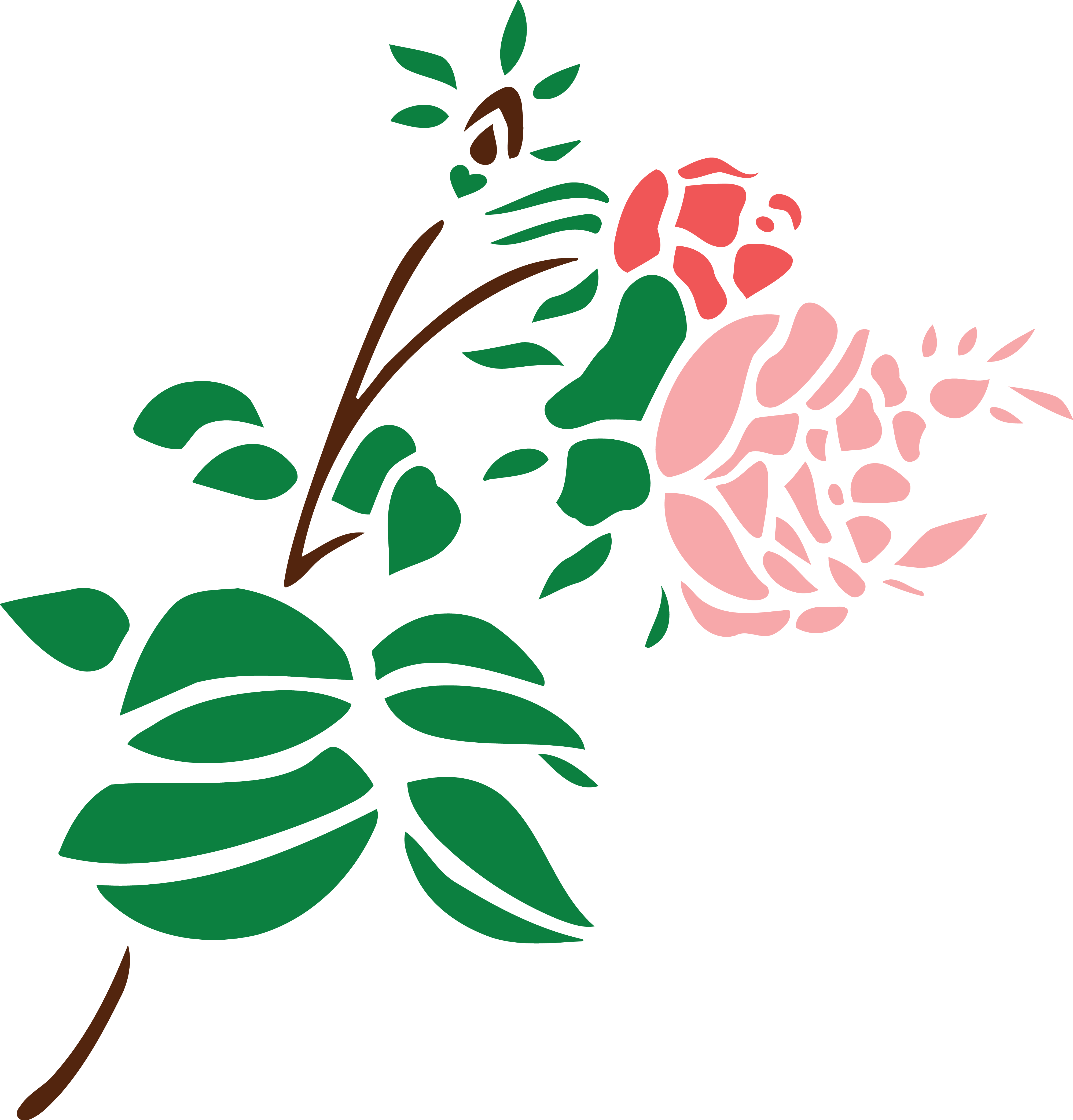 Free Clipart Of A Stem Of Roses - Black And White Rose Flower Art (4000x4173), Png Download