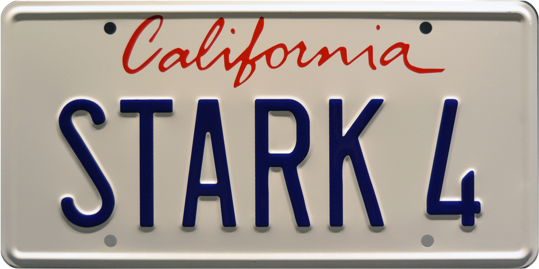Stark 4 Prop Plate Movie Memorabilia From Iron Man - California License Plate (2048x1170), Png Download