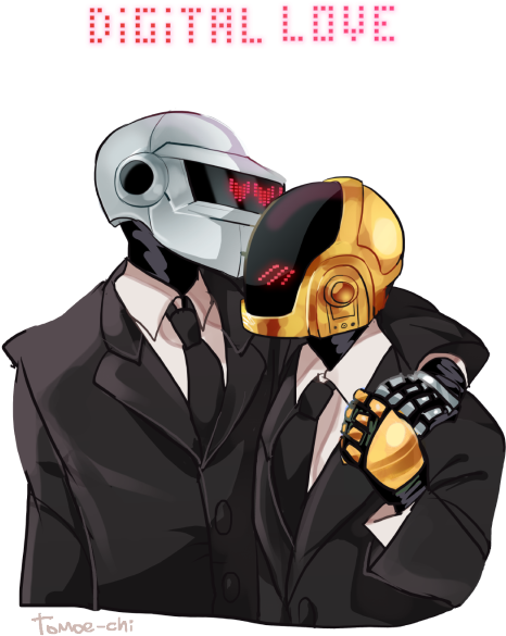Art Daft Punk Digital Love Gay Robots - Daft Punk Animacion Love (500x622), Png Download