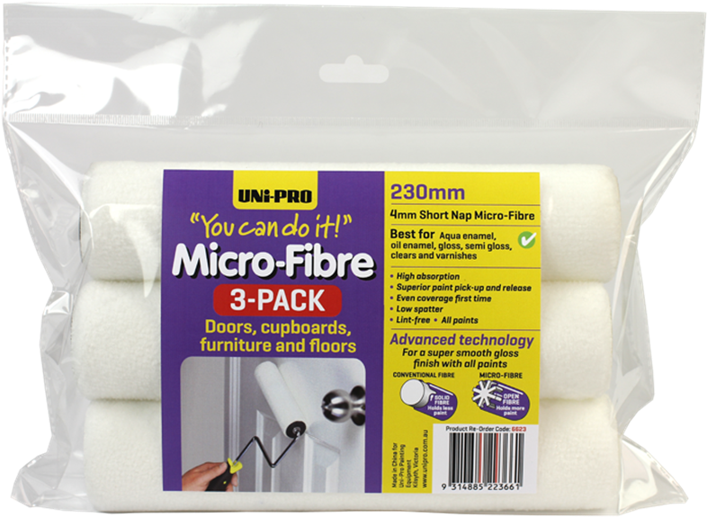 Uni Pro 230mm Micro Fibre Roller Cover - Paint Roller (800x800), Png Download