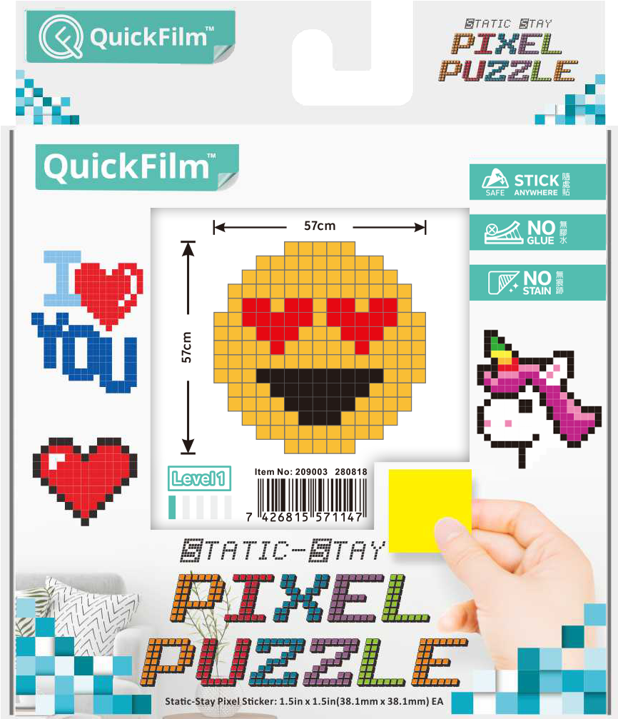 Quickfilm™ Static Stay Pixel Puzzle Smiling Face With - Unicorns Rainbow And Unicorn Family Jigsaw Puzzle (950x1084), Png Download