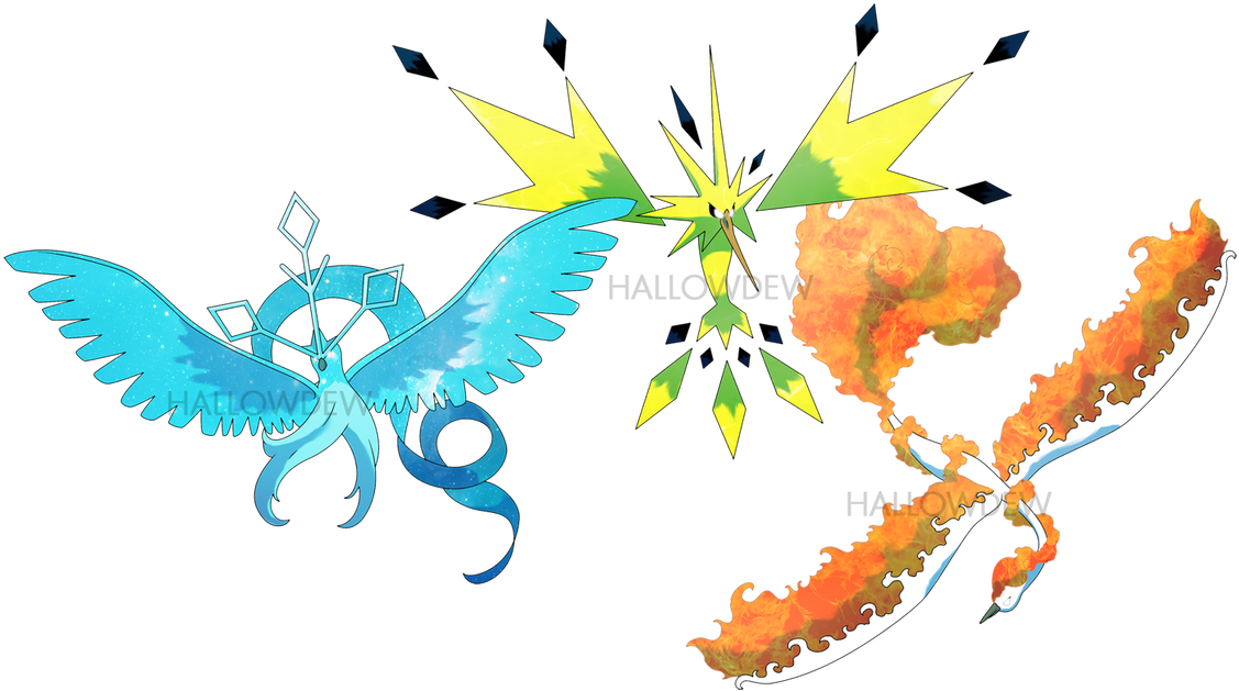 Pokemon Legendary Birds Mega (1186x674), Png Download