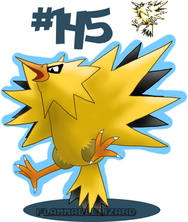 Zapdos Is Today's Pokémon I'm Still Bad At Drawing - Moltres Sprite (683x780), Png Download
