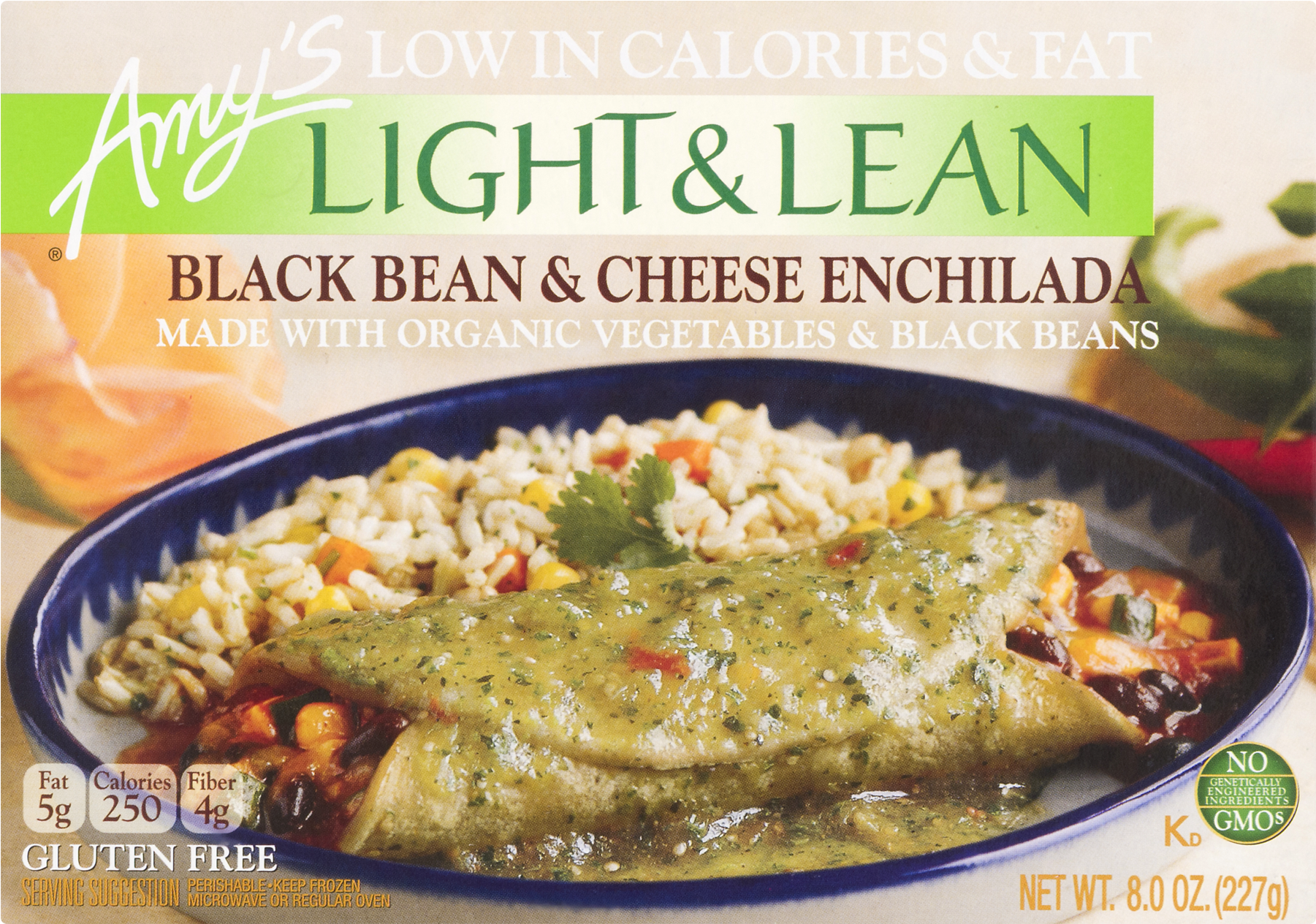 Amy's Light & Lean Black Bean & Cheese Enchilada (1800x1800), Png Download