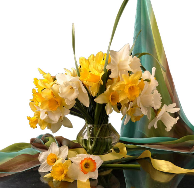 Forgetmenot - Flowers - Daffodils - Bouquet (800x776), Png Download