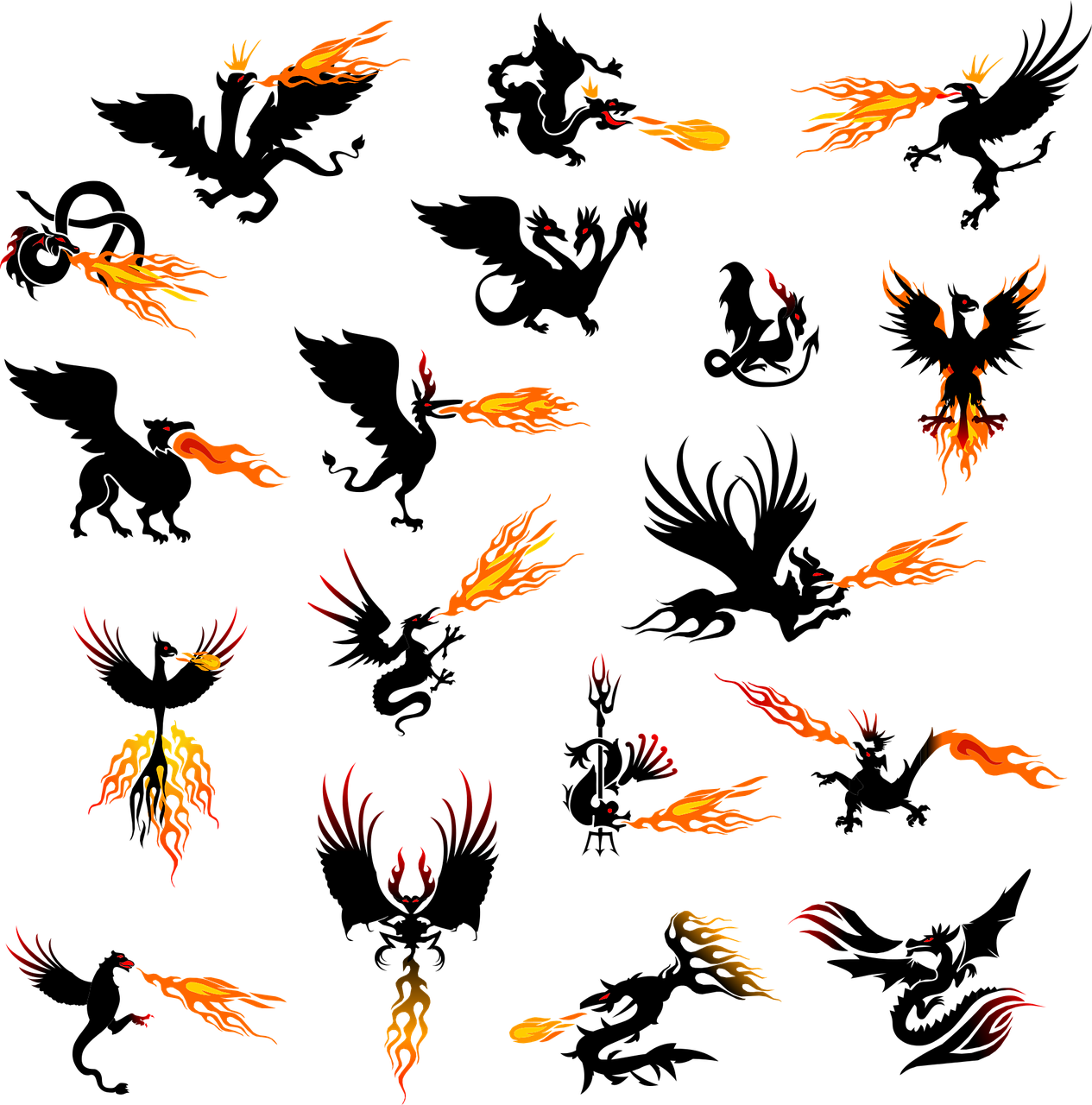 Phoenix Bird Png - Dragon Breathing A Phoenix (1265x1280), Png Download