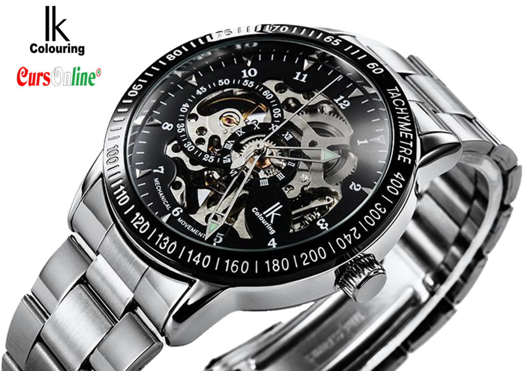 Download Ik Colouring Mechanical Watch Black Dial Skeleton Movement