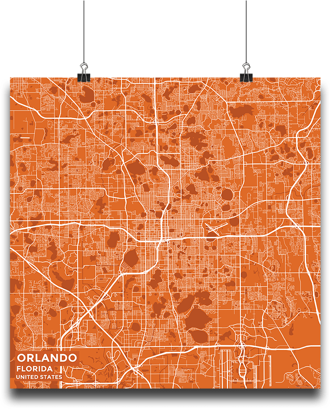 Premium Map Poster Of Orlando Florida - Art (683x1024), Png Download