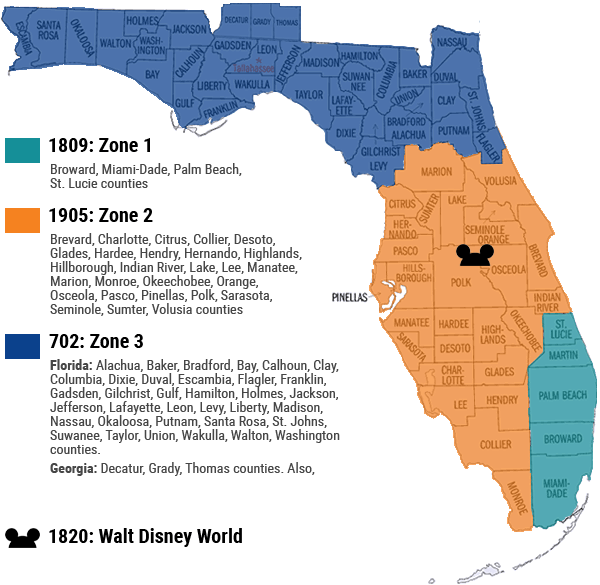 Florida Carpenters Regional Council Work Areas - Florida (600x585), Png Download