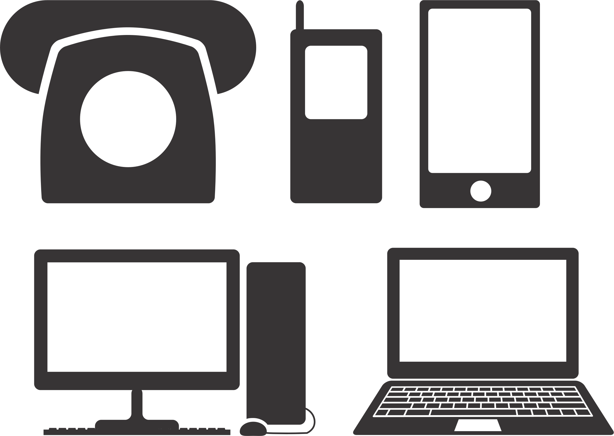 Big Image - パソコン イラスト 黒 (2387x1695), Png Download