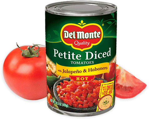 Petite Cut Diced® Tomatoes With Jalapeños And Habanero - Del Monte Petite Cut Zesty Jalapeno (1050x500), Png Download